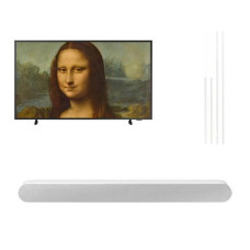 SAMSUNG The Frame 65′ Smart TV, White Modern Bezel & HW-S61B/XU 5.0 Sound Bar Bundle