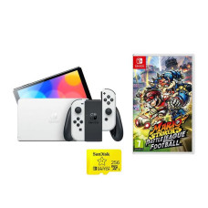 NINTENDO Switch OLED White, Mario Strikers & 256 GB Memory Card Bundle