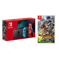 NINTENDO Switch & Mario Strikers Bundle – Neon Red & Blue