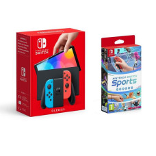 NINTENDO Switch OLED & Sports Bundle – Neon Red & Blue