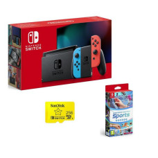 NINTENDO Switch, Sports & 256 GB Memory Card Bundle – Neon Red & Blue