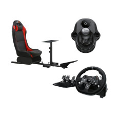 ADX Firebase 22 Cockpit Seat, Logitech Driving Force G920 Wheel, Pedals & Shifter Bundle – Xbox & PC