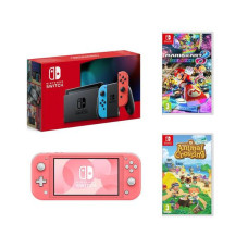 NINTENDO Switch, Switch Lite, Animal Crossing & Mario Kart 8 Deluxe Bundle – Neon & Coral