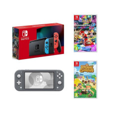 NINTENDO Switch, Switch Lite, Animal Crossing & Mario Kart 8 Deluxe Bundle – Neon & Grey