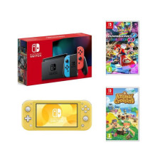 NINTENDO Switch, Switch Lite, Animal Crossing & Mario Kart 8 Deluxe Bundle – Neon & Yellow