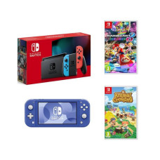 NINTENDO Switch, Switch Lite, Animal Crossing & Mario Kart 8 Deluxe Bundle – Neon & Blue