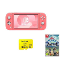 NINTENDO Switch Lite Coral, Pokemon Legends: Arceus & SanDisk 256 GB Memory Card Bundle