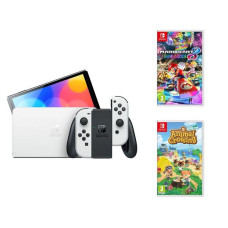 NINTENDO Switch OLED White, Mario Kart 8 Deluxe & Animal Crossing: New Horizons Bundle