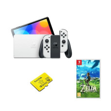 NINTENDO Switch OLED White, The Legend of Zelda: Breath of the Wild & SanDisk 256 GB Memory Card Bundle