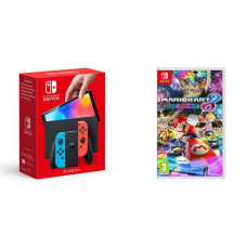 NINTENDO Switch OLED Neon & Mario Kart 8 Deluxe Bundle