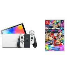 NINTENDO Switch OLED White & Mario Kart 8 Deluxe Bundle