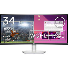 DELL S3423DWC Wide Quad HD 34′ Curved VA LCD Monitor – Silver