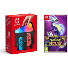 NINTENDO Switch OLED Neon Red & Blue & Pokémon Violet Bundle