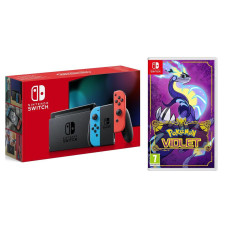 NINTENDO Switch Neon Red & Blue & Pokémon Violet Bundle