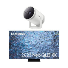 SAMSUNG QE85QN900CTXXU 85′ Smart 8K TV & The Freestyle SP-LSP3BLAXXU Smart TV Projector Bundle