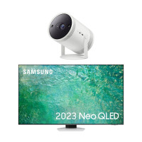 SAMSUNG QE85QN85CATXXU 85′ Smart 4K TV & The Freestyle SP-LSP3BLAXXU Smart TV Projector Bundle