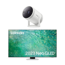 SAMSUNG QE85QN85CATXXU 85′ Smart 4K TV & The Freestyle SP-LSP3BLAXXU Smart TV Projector Bundle