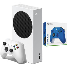 MICROSOFT Xbox Series S & Xbox Wireless Controller (Shock Blue) Bundle – 512 GB SSD