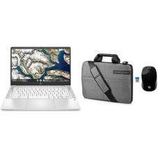 HP 14′ Chromebook, Messenger Bag & Wireless Mouse 200 Bundle – Intel® Pentium® Silver, 128 GB eMMC, White