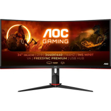 AOC CU34G2X/BK Quad HD 34′ Curved VA Gaming Monitor – Black & Red