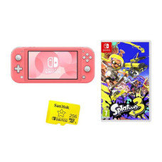 NINTENDO Switch Lite Coral, Splatoon 3 & 256 GB Memory Card Bundle